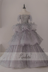Ruolai-<span class=keywords><strong>vestido</strong></span> de noche de diseñador sin tirantes LWC6788, púrpura, <span class=keywords><strong>lila</strong></span>, <span class=keywords><strong>para</strong></span> fiesta, con plumas escalonadas, sin hombros, <span class=keywords><strong>para</strong></span> <span class=keywords><strong>mujer</strong></span> - Product Image 3