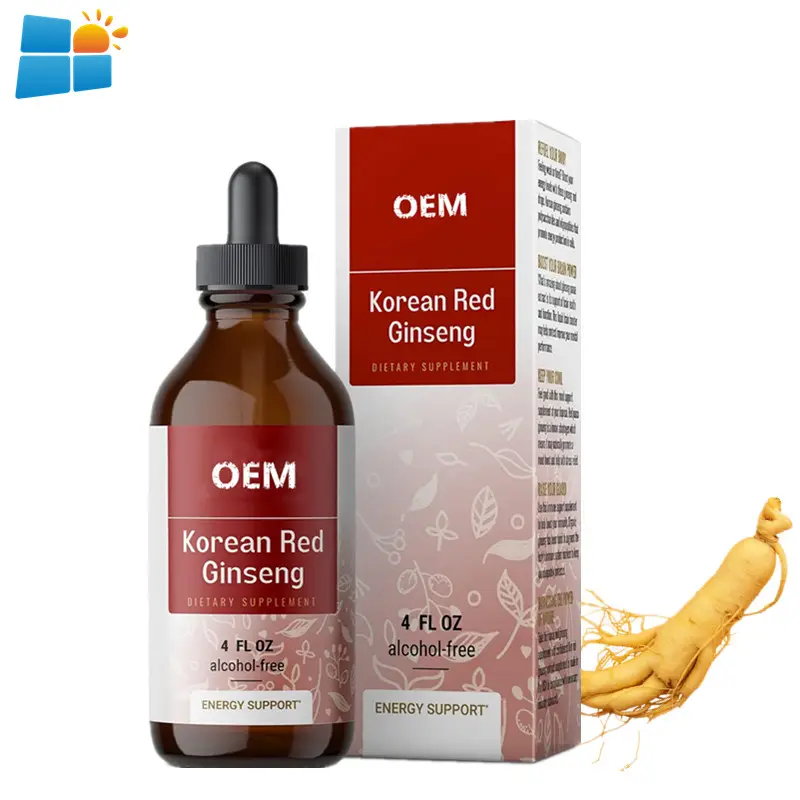 OEM/ODM/OBM ekstrak Ginseng merah Korea cairan Oral menyediakan energi Panax Ginseng tetes mendukung energi sehat vitalitas suasana hati