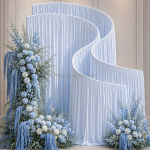 Op maat gemaakte bordeauxrode gordijnachtergrond voor bruiloftpodium, achtergronddoek, draperie voor buitenceremonie - Product Image 2