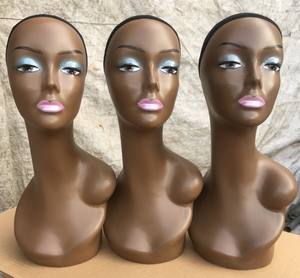Venta al por mayor Pvc marrón expositor peluca soporte afroamericano realista mujer peluca pantalla maniquí cabeza para peluca - Product Image 6