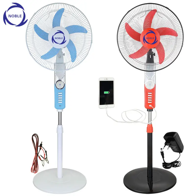 hot sale 16" 18 inch 12v dc solar double electric stand fan with USB and LED light