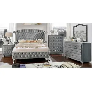 Modern Italian Royal Style Queen King Size Bedroom Furniture Luxury Bedroom Set