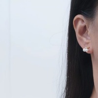 Boucles d'oreilles pendantes en forme de pièce de monnaie en perle d'eau douce de 4-5 mm, argent 925 plaqué or, qualité AAAA, blanc Tianmeng