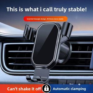 Support de téléphone pour voiture S22 en gros d'usine, fixation sur grille d'aération, finition miroir, support de navigation à détection de gravité avec conception à clipser - Product Image 4