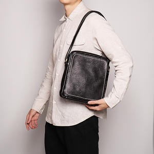 Sac à bandoulière décontracté en cuir véritable souple pour <span class=keywords><strong>homme</strong></span>, sac messager, <span class=keywords><strong>porte</strong></span>-documents - Product Image 5
