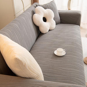 Funda de Sofá Elástica de Terciopelo Jacquard, Cobertura Total, Antipolvo, para Todas las Estaciones, Estilo Nórdico, Protectora, con Diseño de Rayas, de Poliéster - Product Image 5