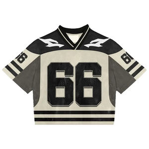 Groothandel Custom Logo Mannen Voetbal Jersey Sportkleding Fabrikanten V-Hals Mesh Ademende Top Streetstyle Jersey T-Shirts - Product Image 2