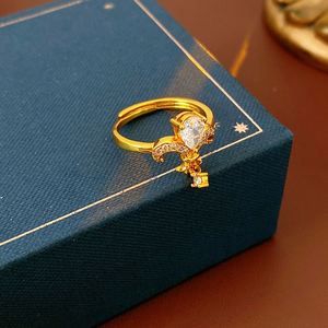 Anillo Gold Electroplated Zircon Pattern Flower <b>Rings</b> for Women Gold Plated <b>Adjustable</b> <b>Ring</b> Retro Court Style Zircon Flower <b>Ring</b> - Product Image 4