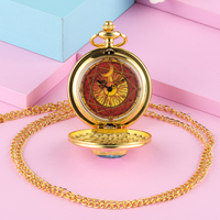 Sakura Magical Girl Japon Anime Montre De Poche Avec Collier Chaîne Pendentif pour Cosplay Cadeau