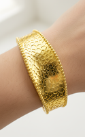 Bracelet Z H tendance, grande taille, édition grossière, plaqué or 24 carats de haute qualité, motif martelé lisse rétro
