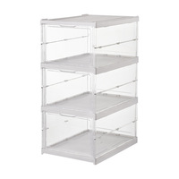 Boîte à chaussures pliable à 3 couches, boîte de rangement en plastique transparente, boîte de rangement en gros, boîtes transparentes empilables, organisateur pliable pour chaussures