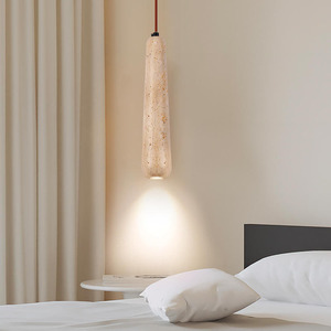 High-End Retro Nordic Style Pendant <b>Light</b> Yellow Travertine Japanese Wabi-Sabi Bedroom Dining Room Pendant <b>Chandeliers</b> <b>Lights</b> - Product Image 1