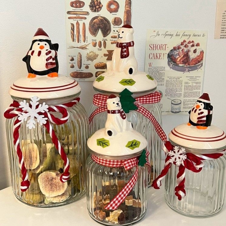 Kitchen ins glass sealed jar large candy storage jar biscuit dried fruit glass storage household decoration