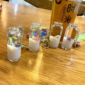 Mini Drink <b>Floating</b> Keychain Creative Cute Milk Tea Beverage Acrylic Liquid Keychain - Product Image 3