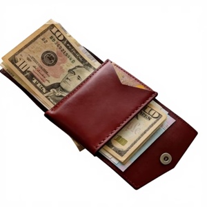 Handmade Fashion Minimalist <b>Trifold</b> Full Grain Genuine Leather Short <b>Wallet</b> Open Nylon Thread Men's 7 Inch Portable Convenient - Product Image 6