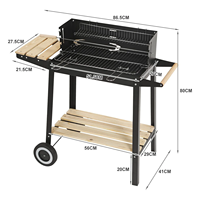 Grille coupe-vent rectangulaire réglable en hauteur avec table d'appoint barbecue à charbon d'extérieur