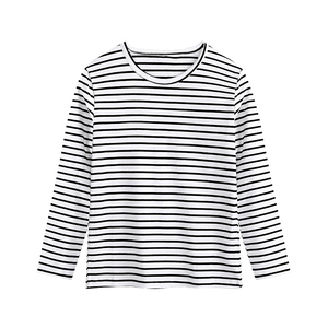 T-shirt con Design a <span class=keywords><strong>righe</strong></span> all'ingrosso da uomo oversize a manica lunga rossa a <span class=keywords><strong>righe</strong></span> <span class=keywords><strong>bianche</strong></span> t-shirt con Logo stampato ricamato - Product Image 2