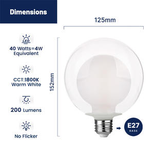 סיטונאי 230v g125 נורה בתוך הנורה הפנימית זכוכית ברורה 4w 200lm 1800k הוביל נורה e27 עבור בית מסעדה דקורטיבי - Product Image 2