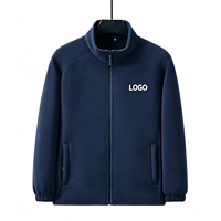 Veste d'extérieur décontractée pour homme, entièrement zippée, à col montant, doublée polaire, chaude pour l'hiver, avec logo personnalisé