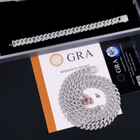 Bracelet Miami en diamant de haute qualité 10 mm, serti de moissanite VVS, en argent 925, bijoux hip-hop, bracelet cubain en diamant