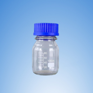 Commercio all'ingrosso 100ml 250ml 500ml 1L trasparente vetreria da laboratorio supporti chimici per riporre la bottiglia di vetro con GL45 coperchio a vite blu - Product Image 1