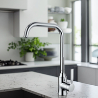 Robinet de cuisine moderne en chrome à grand bec, à montage sur plan, mitigeur de cuisine