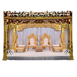 Chaises élégantes pour mandap de mariage pour la mariée et le marié – Achetez un ensemble de chaises Vedi pour mandap de mariage hindou – Dernières créations de chaises de mandap de mariage au Royaume-Uni - Product Image 3