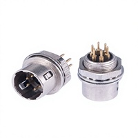 Peralatan Kontrol Industri ADAMICU Konektor Bundar M12 Kompatibel untuk Sinyal Steker Penerbangan 6P Male Push-Pull
