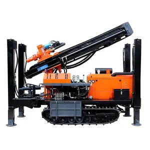 Factory price rubber crawler portable diesel engine 180m water borehole bore well drilling machine price hammer drill