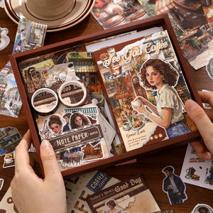 Simno 147 pz/scatola A6 Retro Notebook materiale <span class=keywords><strong>di</strong></span> cancelleria estetica forniture per caffè <span class=keywords><strong>ragazza</strong></span> museo <span class=keywords><strong>memoria</strong></span> fai da te Journaling Set regalo per le donne - Product Image 5