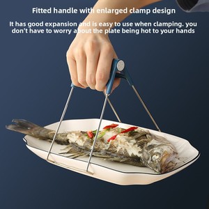 Ensemble de 3 pinces à vaisselle en métal antidérapantes anti-brûlure pour cuisine, idéales pour la cuisson à la vapeur et la manipulation sûre des plats - Product Image 3