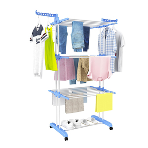 Estante Plegable Metálico Telescópico para Ropa, Soporte Doble de Suelo para Secar Ropa, Escritorio Plegable para Secar Ropa - Product Image 1
