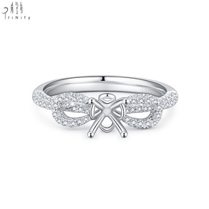 แหวนหมั้นเพชรแท้18K สีขาวทองธรรมชาติแท้แหวนหมั้นเพชรเดี่ยวกึ่งเมาท์งานแต่งงานโรแมนติกตัดยอดเยี่ยม - Product Image 1