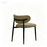 Chaise de salle à manger confortable et luxueuse avec pieds en métal, en tissu velours capitonné, style moderne du milieu du siècle
