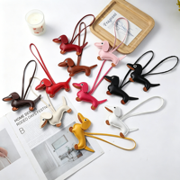 Pendentif Teckel en Cuir, Ornement Suspendu Style Coréen, Breloque de Sac DIY, Chien de Dessin Animé