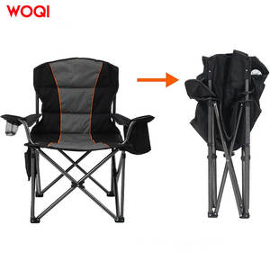 Chaise pliante de camping Woqi 39,37 pouces en tissu Oxford noir avec structure en aluminium, chaise de jardin d'extérieur - Product Image 2