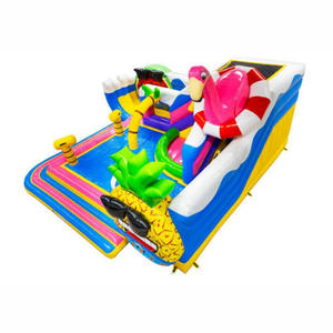 Надувная водная горка «Всё в одном» с бассейном и спортивными играми для коммерческого использования в стиле «Гавайский Фламинго» - Product Image 4