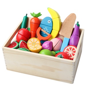 Giocattoli Educativi in <span class=keywords><strong>Legno</strong></span> per Bambini: Set da <span class=keywords><strong>Cucina</strong></span> con Frutta e Verdura da Tagliare - Product Image 1