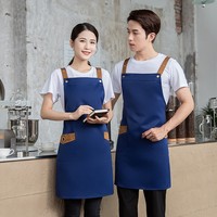 Tablier de cuisine long color block en tissu résistant à l'huile avec liens à nouer à l'arrière, personnalisable avec logo pour salon de thé, restaurant, serveuse, tenue de travail