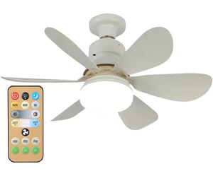 Wholesale Plastic Dimmable 3-Speed CRI 80 Warm White Led <b>Ceiling</b> Fan <b>Light</b> <b>Remote</b> <b>Control</b> Rotating Head No Noise for Bedroom - Product Image 1