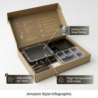 Kit de barbecue instantané jetable biodégradable et écologique, avec poignée, portable, prêt à l'emploi, en papier et charbon de bois