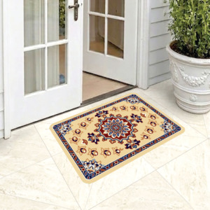 Tapis de porte de luxe en polyester antidérapant à poils moyens, fabriqué à la machine, tapis d'entrée intérieur anti-allergique, tapis de sol moderne - Product Image 1