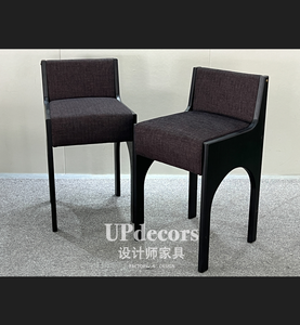 Scandinavian <b>Back</b> Barstool Black Solid Wooden Fabric Lounge Bar <b>Stool</b> Modern Bar High Chair <b>with</b> Solid Wood Frame - Product Image 1