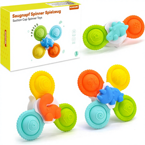 Jouets sensoriels de bain ECHOCUBE à <span class=keywords><strong>ventouse</strong></span> pivotante, 3 pièces, design de dessin animé, jouets de voyage en silicone pivotants pour tout-petits de 2 à 4 ans - Product Image 1