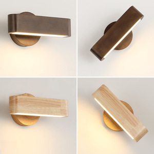 Lampe murale LED en bois rotative, lampe de chevet moderne pour couloir et chambre à coucher - Product Image 1