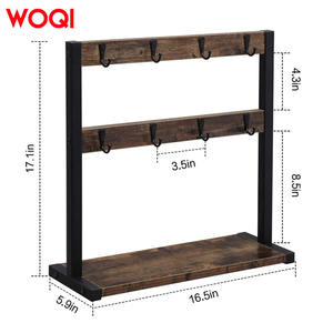 Mensola decorativa da parete in legno massello WOQI con supporto per tazze da <span class=keywords><strong>caffè</strong></span> e espositore portaoggetti, scaffali per la casa - Product Image 3