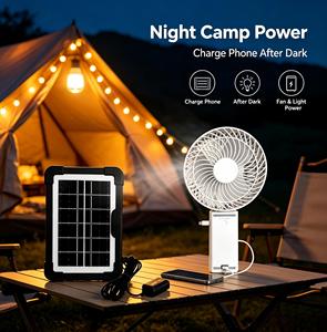 Nouveau design, ventilateur solaire rechargeable à piles, portable pour voiture, avec USB et lumière, remplacement et retour de produit possibles. - Product Image 3