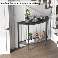 Table console moderne en demi-lune à 2 niveaux Assemblage facile Table de canapé en bois de rangement pour entrée étroite pour usage domestique
