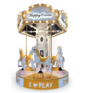 Coin Operated Carousel Small Fairground Merry Go Round Kids 6 8 Seats Carousel For Children Popular