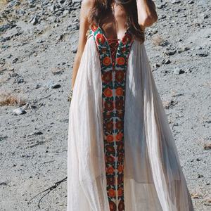 Robes longues maxi bohèmes pour femmes, été, broderie, sexy, jupe en dentelle, vêtements de plage hippie, robe de fête STb-0462 - Product Image 4